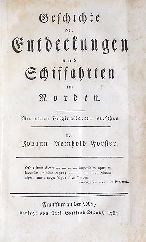 Bild des Verkufers fr Geschichte der Entdeckungen und Schiffahrten im Norden. zum Verkauf von Meridian Rare Books ABA PBFA