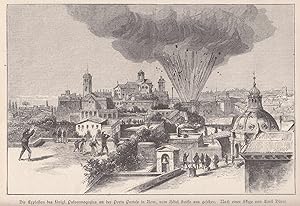 Die Explosion des königl. Pulvermagazins an der Porta Portese in Rom, vom Hotel Suisse aus gesehen.