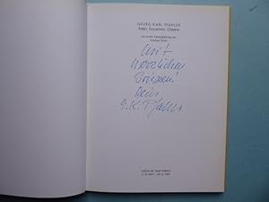 Bild des Verkufers fr Georg Karl Pfahler. Bilder, Gouachen, Objekte. Mit einem Katalogbeitrag von Gnther Wirth. Galerie Stadt Fellbach 2. 10. 1997 - 28. 12. 1997. Widmungsexemplar: Handschriftlich auf dem Titelblatt "Mit herzlichen Grssen Dein G. K. Pfahler". zum Verkauf von Antiquariat Heinzelmnnchen