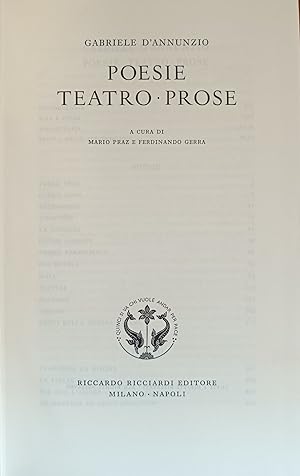 Seller image for POESIE, TEATRO, PROSE. for sale by libreria minerva