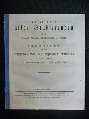 Eichstätt - Verzeichnis aller Studierenden der königlich baierischen Studien-Schulen zu Eichstätt...