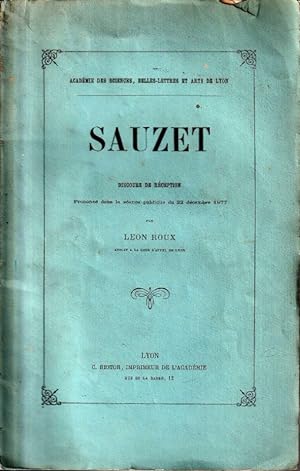 Image du vendeur pour SAUZET. Discours de Rception prononc dans la sance du 22 dcembre 1877. mis en vente par ARTLINK