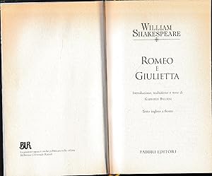 Immagine del venditore per William Shakespeare Tutte le opere. Romeo e Giulietta. Testo Inglese a fronte. venduto da librisaggi