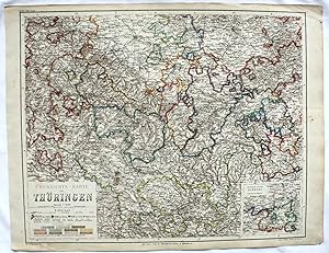 Seller image for bersichts-Karte von Thringen Mastab 1:300000. Aus Meyer's Hand-Atlas. for sale by Versandantiquariat Hsl