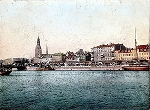 Bild des Verkufers fr Photochromdruck Riga Le Quai um 1890 zum Verkauf von Versandantiquariat Hsl