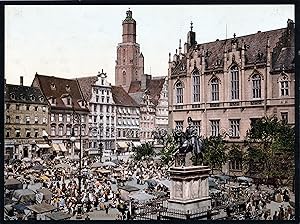 Bild des Verkufers fr Photochromdruck Breslau Ring Kurfrstenseite zum Verkauf von Versandantiquariat Hsl