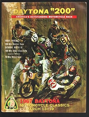 Daytona Int'l Speedway AMA 200 Motorcycle Race Program 3/19/1967-Race info & stats-Bart Markel-VG-