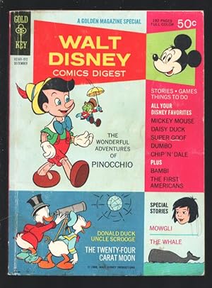 Immagine del venditore per Walt Disney Comics Digest #6 1968-Carl Barks art-Pinocchio-Bambi-Dumbo-Tinker Bell-Comics-puzzles-VG venduto da DTA Collectibles