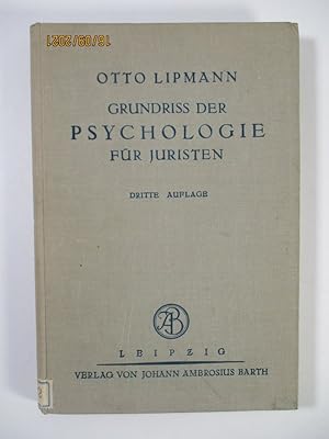 Bild des Verkufers fr Grundriss der Psychologie fr Juristen. zum Verkauf von Antiquariat Bookfarm