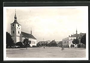 Ansichtskarte Bad Bochdanetsch / Lazne Bohdanec, Namesti, Marktplatz, Kirche und Rathaus, Radnice