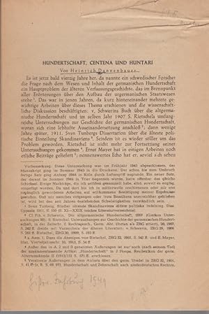 Imagen del vendedor de Hunderschaft, Centena und Huntari. [Aus: Historisches Jahrbuch, 62. 69. Jg., 1949]. a la venta por Fundus-Online GbR Borkert Schwarz Zerfa