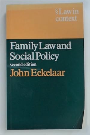 Bild des Verkufers fr Family Law and Social Policy. Second Edition. zum Verkauf von Plurabelle Books Ltd