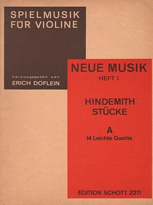 Immagine del venditore per Hindemith Stcke. A. 14 leichte Duette. (Edition Schott 2211). Neue Musik Heft 1 (Spielmusik fr Violine). venduto da Brbel Hoffmann