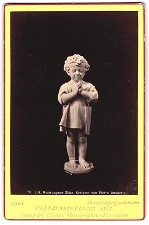 Bild des Verkufers fr Fotografie Wiener Photog. Association, Wien, Ansicht Wien, Weltausstellung 1873, Gezwungene Bitte, Sculptur P. Guanerio zum Verkauf von Bartko-Reher