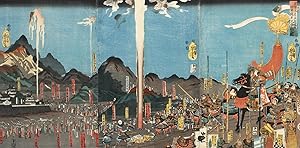 Bild des Verkufers fr The Great Battle of Shij-Nawate on the Fifth Day of the First Month, 1350 (Shhei gonen shgatsu itsuka Shij-Nawate gassen no zu) zum Verkauf von Antique Print & Map Room