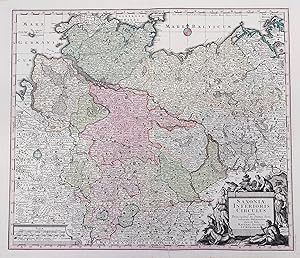 Imagen del vendedor de Saxoniae Inferioris Circulus" - Niedersachsen Schleswig Holstein Hamburg Braunschweig Lbeck Wolfenbttel Hannover Lneburg map Karte a la venta por Antiquariat Steffen Vlkel GmbH