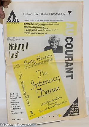 Seller image for Au Courant: Lesbian, Gay & Bisexual Newsweekly; vol. 14, #47, September 24-30, 1996: Betty Berzon - the Intimacy Dance for sale by Bolerium Books Inc.