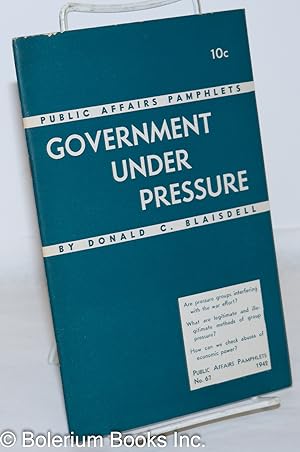 Seller image for Government Under Pressure for sale by Bolerium Books Inc.