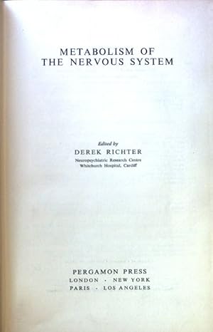 Seller image for Metabolism of the Nervous System; for sale by books4less (Versandantiquariat Petra Gros GmbH & Co. KG)