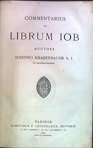Seller image for Commentarius in Librum Iob. Cursus Scripturae Sacrae, Commentariorum in V.T. Pars II. for sale by books4less (Versandantiquariat Petra Gros GmbH & Co. KG)