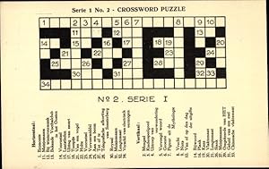 Ansichtskarte / Postkarte Serie 1 No. 2 Crossword Puzzle, Kreuzworträtsel, Niederländisch