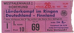 Westfalenhalle Dortmund 1955 Ringen Deutschland Finnland Eintrittskarte Kampf