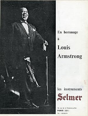 "INSTRUMENTS SELMER : Hommage à Louis ARMSTRONG" Annonce originale entoilée parue dans JAZZ MAGAZ...