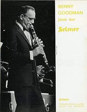 "Benny GOODMAN joue sur SELMER" Annonce originale entoilée parue dans JAZZ MAGAZINE 1973 (Photo p...