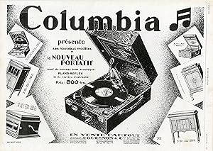 "PORTATIF 109 COLUMBIA" Annonce originale entoilée parue dans L'ILLUSTRATION du 2 Mars 1929