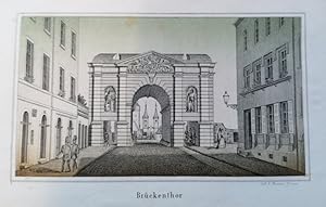 Brückenthor (Würzburg, Alte Mainbrücke mit Blick in die Domstrasse) Lithographie v. Bonitas-Bauer...