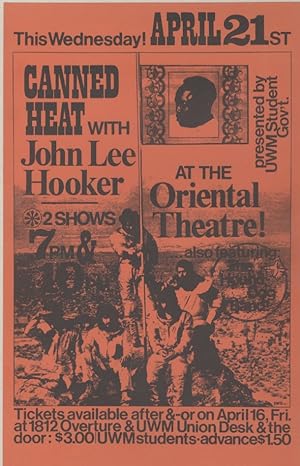 "CANNED HEAT with John Lee HOOKER 1971" Affichette US originale entoilée / Offset PARIS 1971