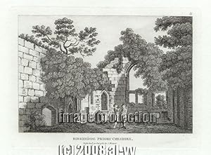 1783 Historical copper engraving of Birkhedde Priory in Cheshire