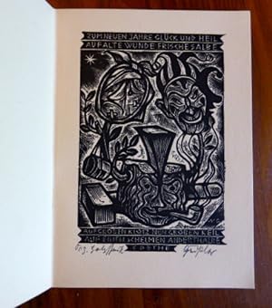 Originalgrafik Wilhelm Geißler, Neujahrsgruß 1949, signiert. Blattgröße 210 x 151 mm, Bildgröße 1...