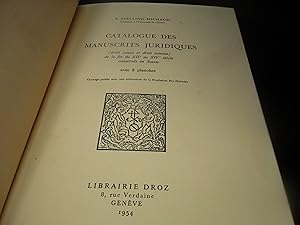 Seller image for Catalogue Des Manuscrits Juridiques for sale by Eastburn Books