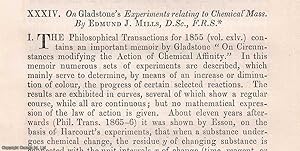 Seller image for On Gladstone's Experiments relating to Chemical Mass. An original article from The London, Edinburgh, and Dublin Philosophical Magazine and Journal of Science, 1874. for sale by Cosmo Books