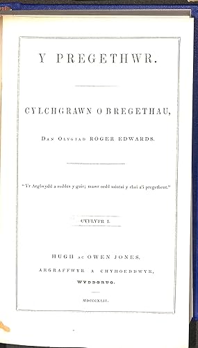 Bild des Verkufers fr Y Pregethwr Cylchgrawn O Bregethau Cyflyfr I zum Verkauf von WeBuyBooks