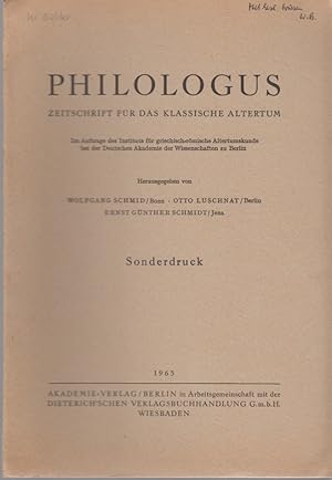 Bild des Verkufers fr Gibt es einen gemeinsamen Archetypus der beiden berlieferungsstrnge von Tertullians Apologeticum? [Aus: Philologus, Bd. 109, 1965]. zum Verkauf von Fundus-Online GbR Borkert Schwarz Zerfa