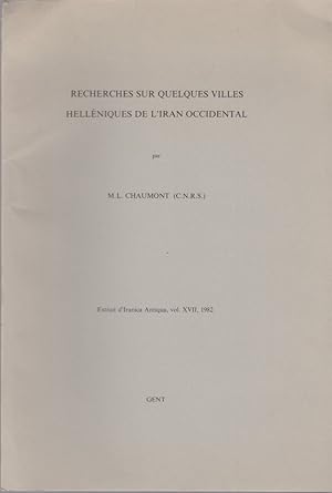 Bild des Verkufers fr Recherches sur quelques villes Hellniques de l'Iran occidental. [De. Iranica Antiqua, Vol. 17, 1982]. zum Verkauf von Fundus-Online GbR Borkert Schwarz Zerfa