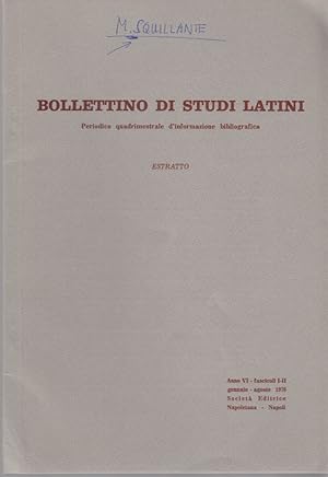 Bild des Verkufers fr Tra metafora e realismo: alcuni recenti studi su Persio. [Da: Bolletino di studi latini, Anno 6, fasc. 1-2, gennaio agosto 1976]. zum Verkauf von Fundus-Online GbR Borkert Schwarz Zerfa