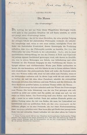 Die Musen. Ein "Festvortrag". [Aus: Merkur, 17. Jg., Heft 185, Juli 1963].