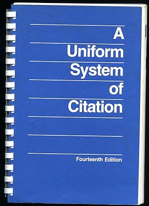 Seller image for A Uniform System of Citation | Fourteenth Edition for sale by Little Stour Books PBFA Member