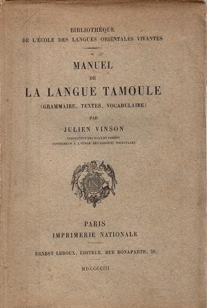 Image du vendeur pour Manuel de la Langue Tamoule (Grammaire,Textes,Vocabulaire) mis en vente par JP Livres