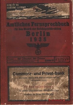 Amtliches Fernspechbuch für den Bezirk der Reichspostdirektion Berlin 1938. Ausgabe Juli 1938. St...