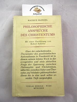 Bild des Verkufers fr Philosophische Ansprche des Christentums. bertragung aus dem Franzsischen von Robert Scherer. zum Verkauf von Chiemgauer Internet Antiquariat GbR