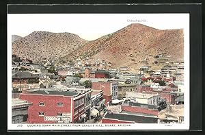 Postcard Bisbee, AZ, looking down Main Street from Quality Hill