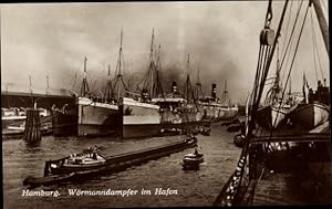 Ansichtskarte / Postkarte Hamburg, Wörmanndampfer im Hafen