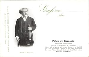 Ansichtskarte / Postkarte Spanischer Violinist Pablo de Sarasate, Portrait mit Geige