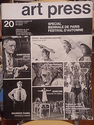 Seller image for Art Press 20. Septembre/Octobre 75 "Spciale BIENNALE DE PARIS FESTIVAL D'AUTOMNE" for sale by castlebooksbcn