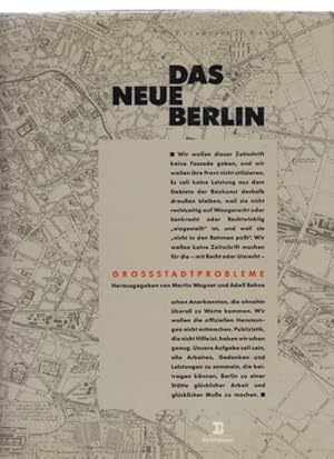 Bild des Verkufers fr Das Neue Berlin. Grostadtprobleme. zum Verkauf von Fundus-Online GbR Borkert Schwarz Zerfa