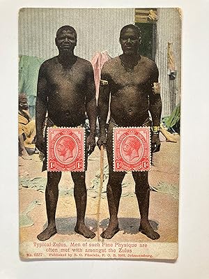 9 colour postcards from South Africa, c1900-10 : mine boys waiting their turn, latest style of pi...